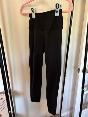 aerie High-Waist Black Ribbed-Side Leggings